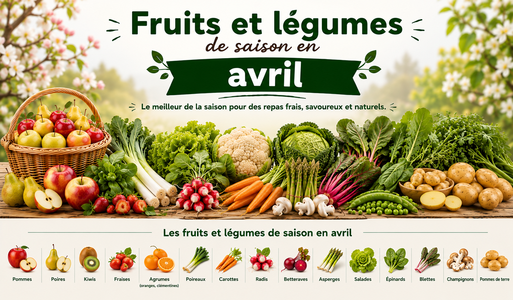 Fruits et légumes de saison en avril