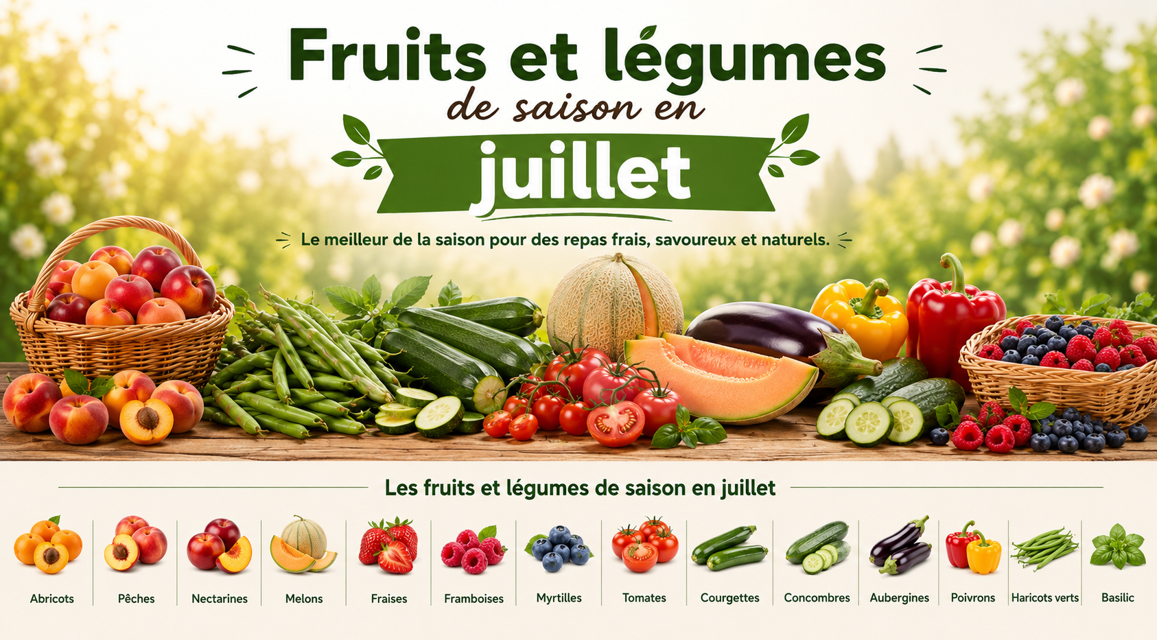 Fruits et légumes de saison en juillet