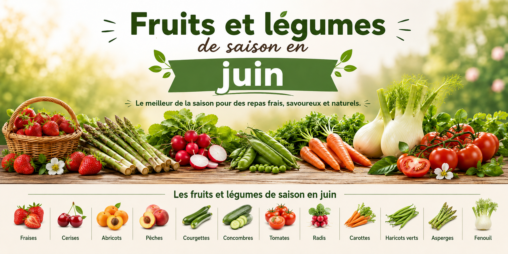 Fruits et légumes de saison en juin