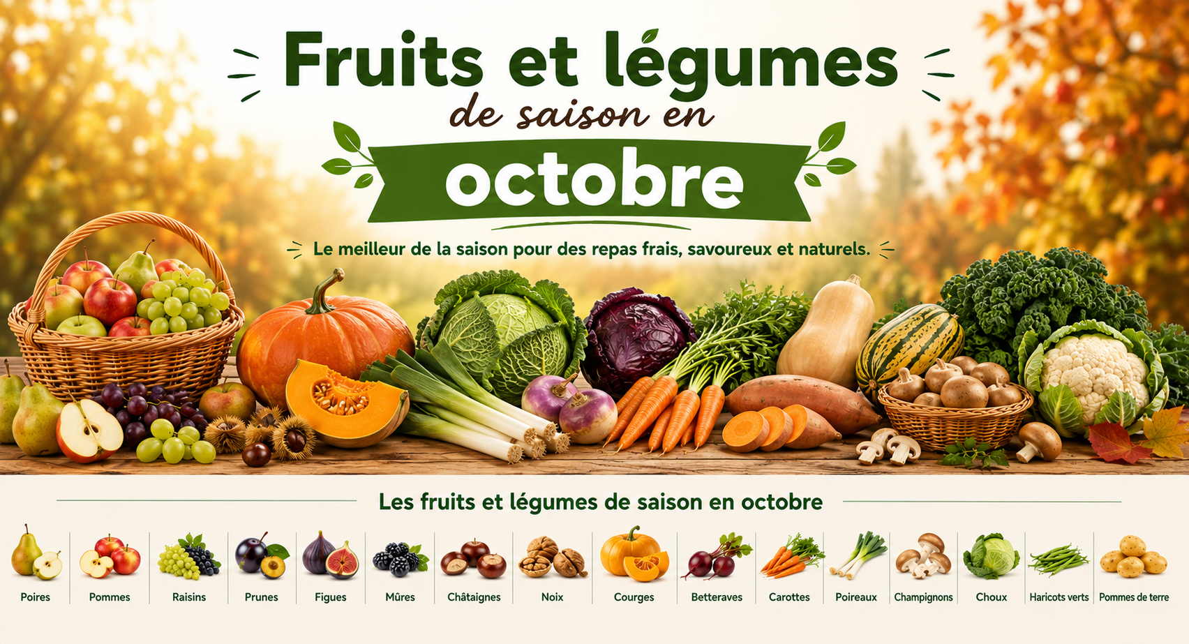 Fruits et légumes de saison en octobre